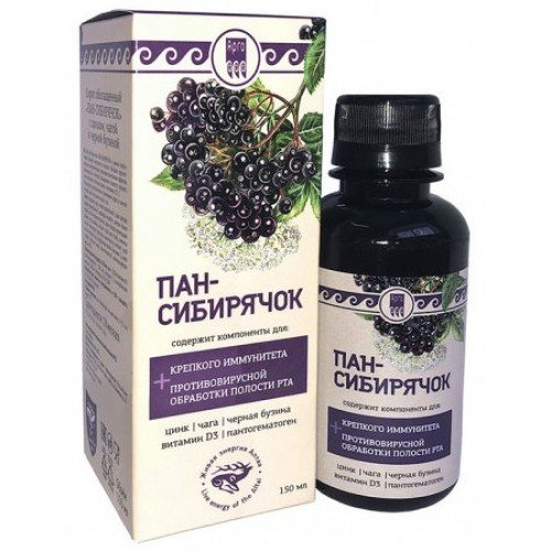 Пан-Сибирячок, сироп с цинком, чагой и черной бузиной